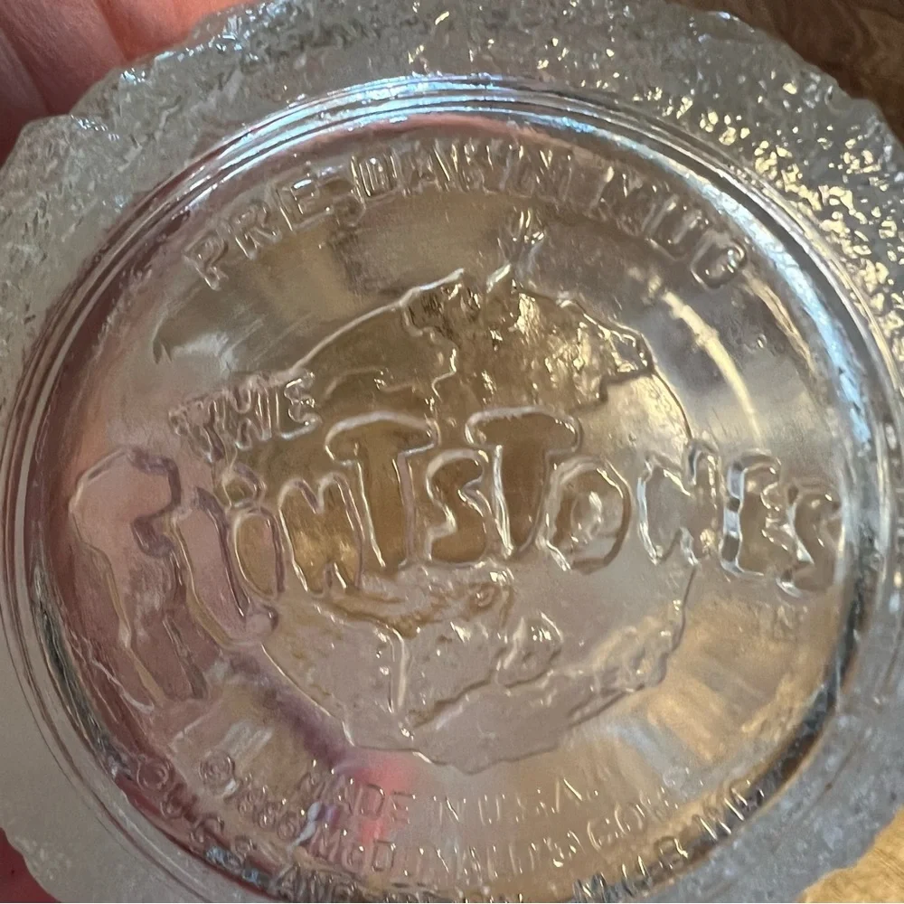 Flinstones McDonalds 1993 Vintage glass mug cup retro etched glass bedrock USA